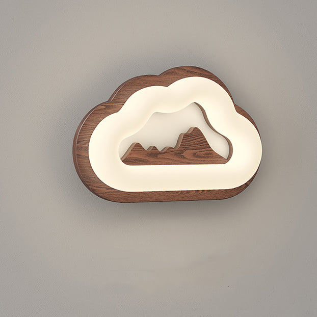 Cloud Wood PE Bedroom Wall Lamp