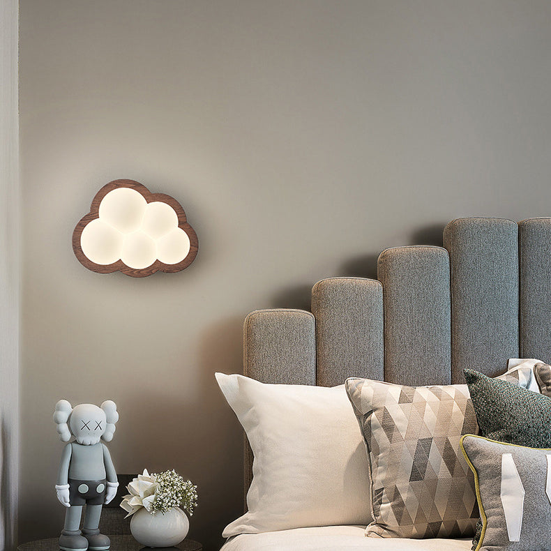 Cloud Wood PE Bedroom Wall Lamp
