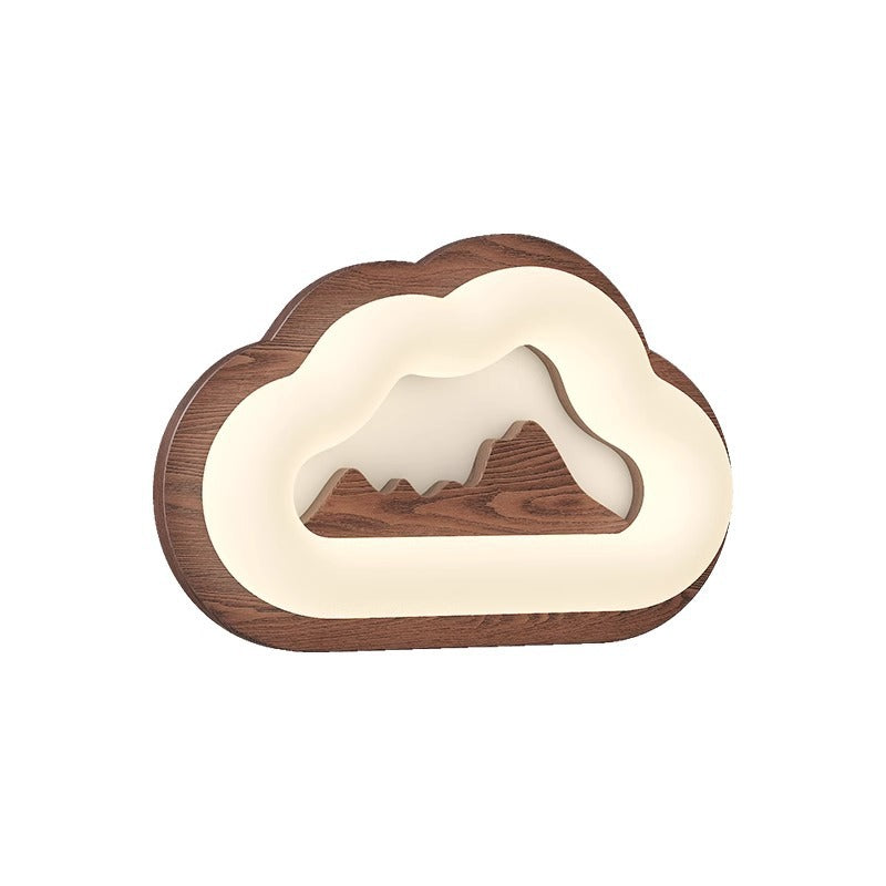 Cloud Wood PE Bedroom Wall Lamp