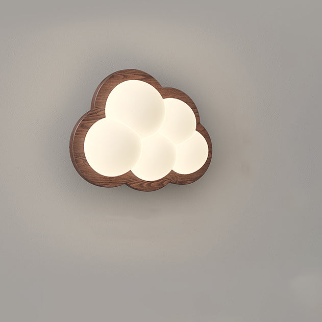 Cloud Wood PE Bedroom Wall Lamp