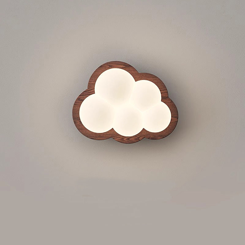 Cloud Wood PE Bedroom Wall Lamp