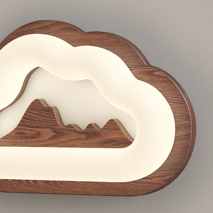 Cloud Wood PE Bedroom Wall Lamp