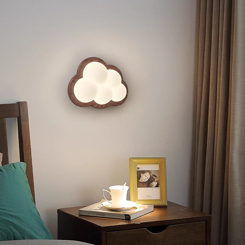 Cloud Wood PE Bedroom Wall Lamp