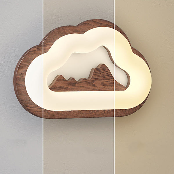 Cloud Wood PE Bedroom Wall Lamp