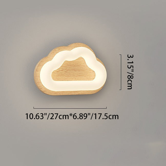 Cloud Wood PE Bedroom Wall Lamp