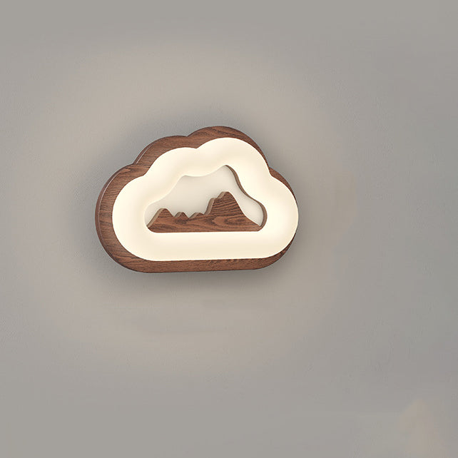 Cloud Wood PE Bedroom Wall Lamp
