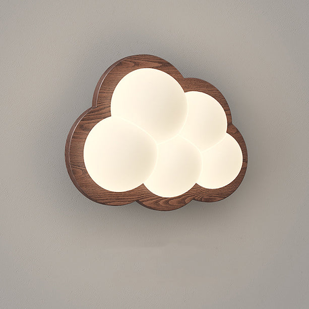 Cloud Wood PE Bedroom Wall Lamp