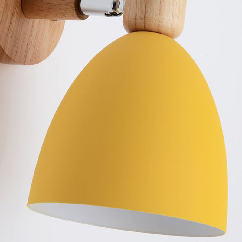 Rotatable Wood Iron Round Wall Lamp