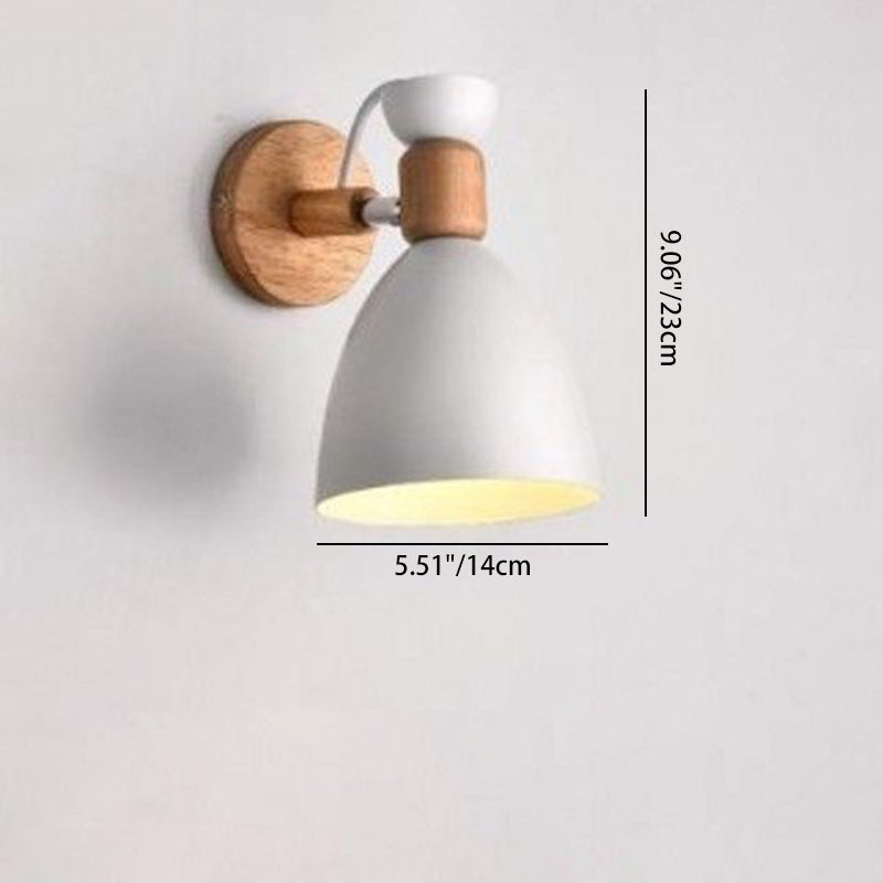Rotatable Wood Iron Round Wall Lamp