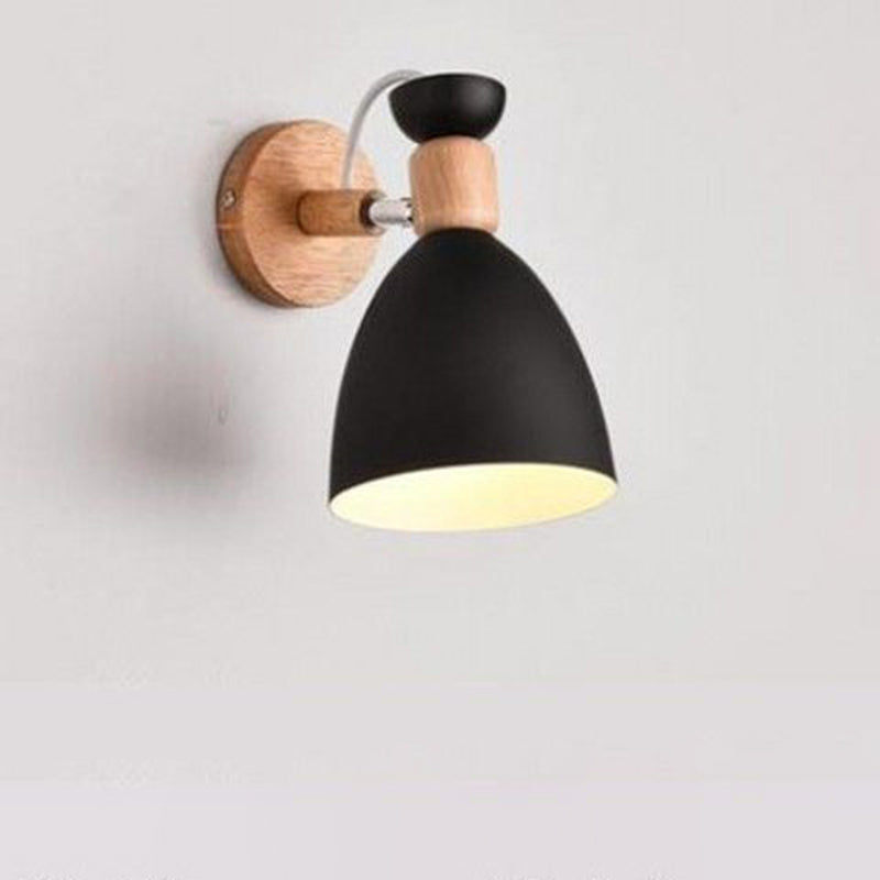 Rotatable Wood Iron Round Wall Lamp