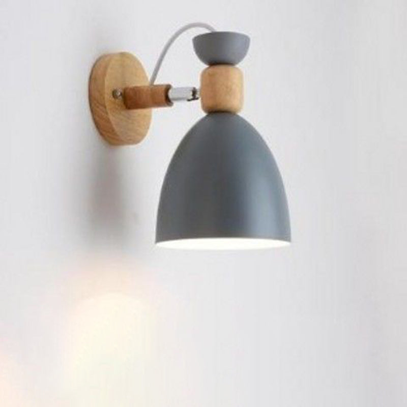 Rotatable Wood Iron Round Wall Lamp