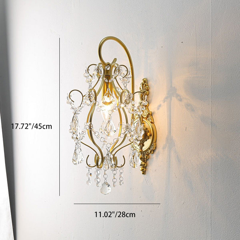 Bent Crystal Draping Iron Wall Lamp