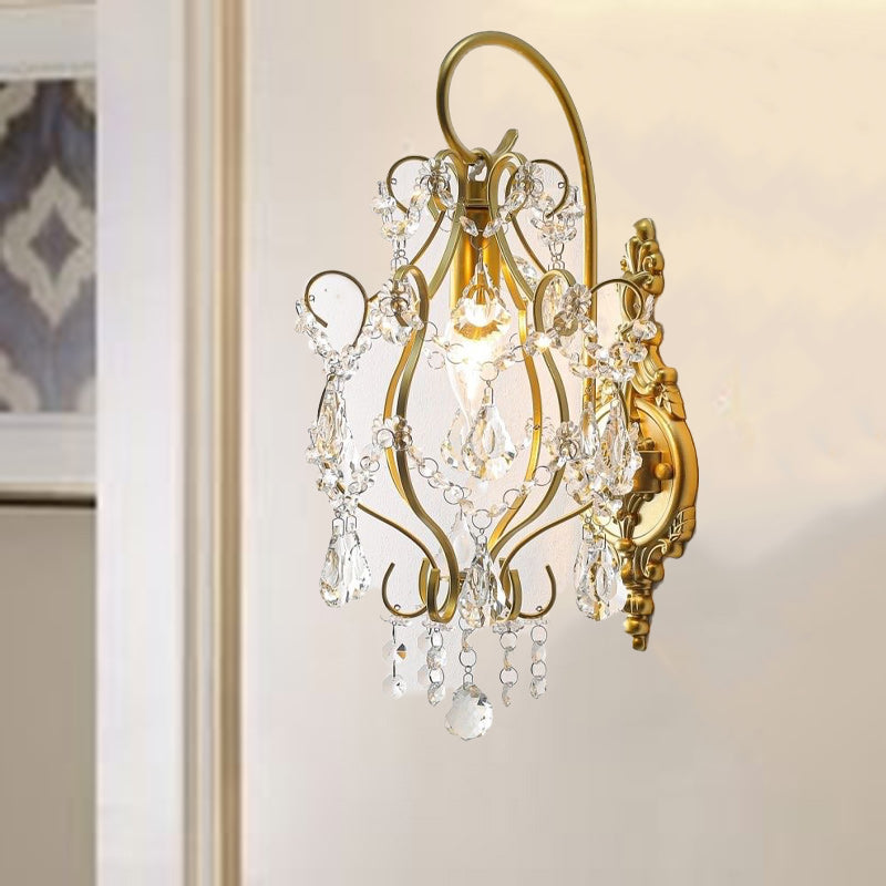 Bent Crystal Draping Iron Wall Lamp