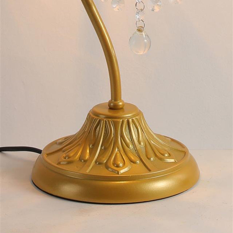 Beaded Crystal Bent Iron Table Lamp