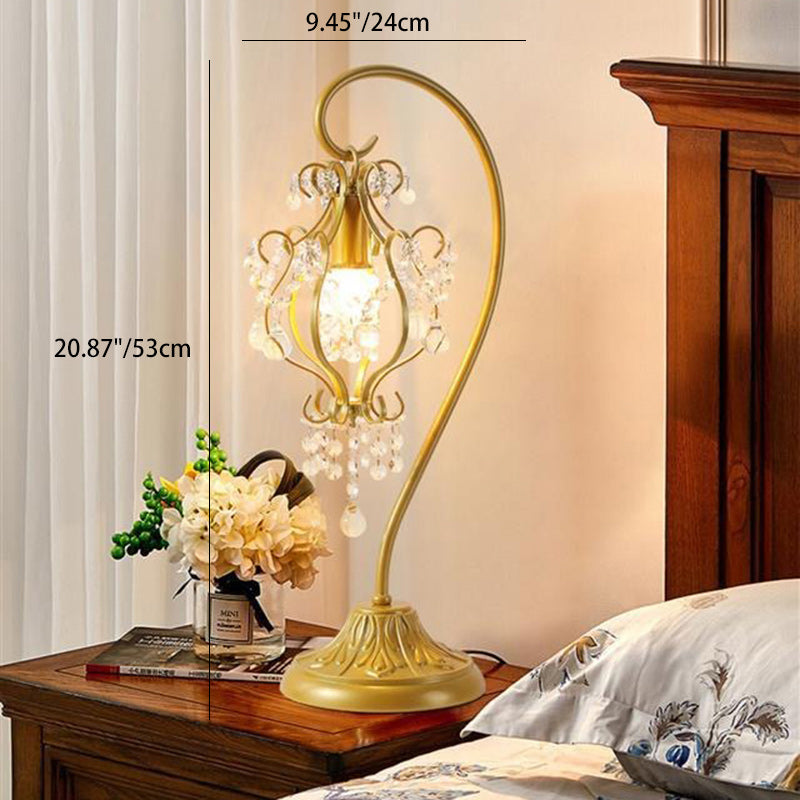 Beaded Crystal Bent Iron Table Lamp