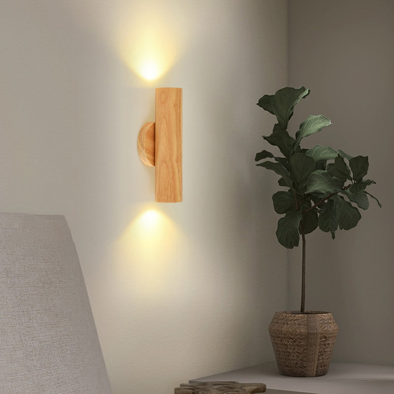 Rotatable Cylindrical Wood Living Wall Lamp