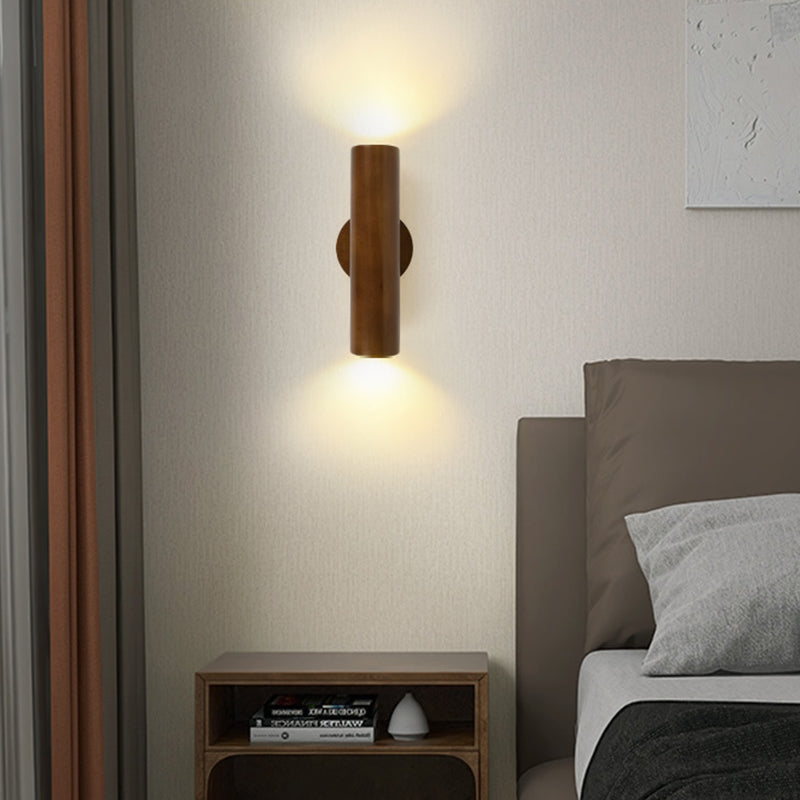 Rotatable Cylindrical Wood Living Wall Lamp