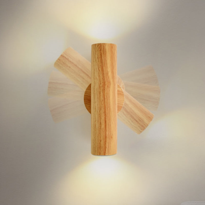 Rotatable Cylindrical Wood Living Wall Lamp