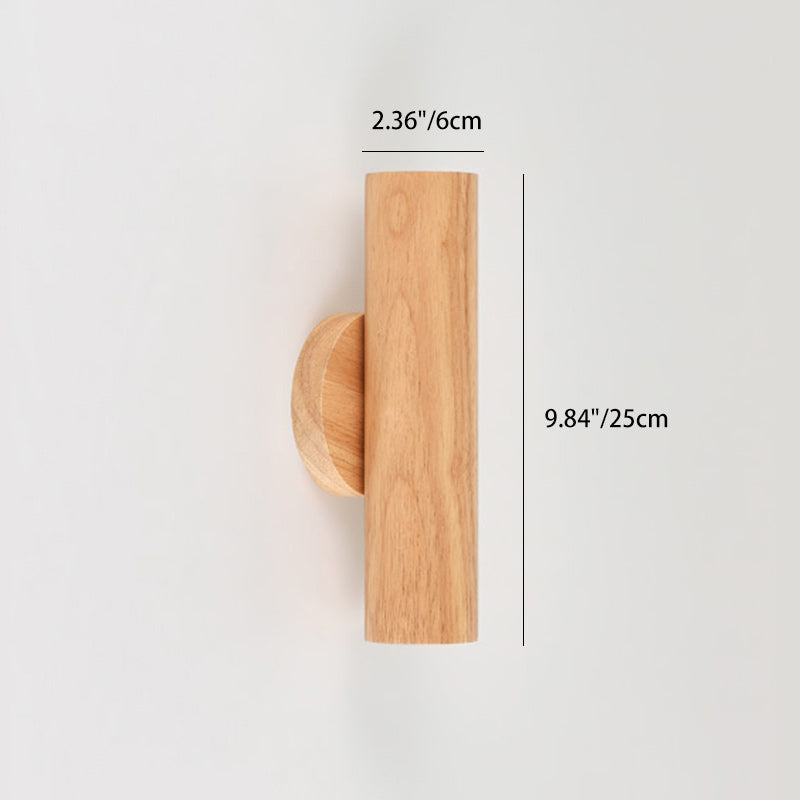 Rotatable Cylindrical Wood Living Wall Lamp