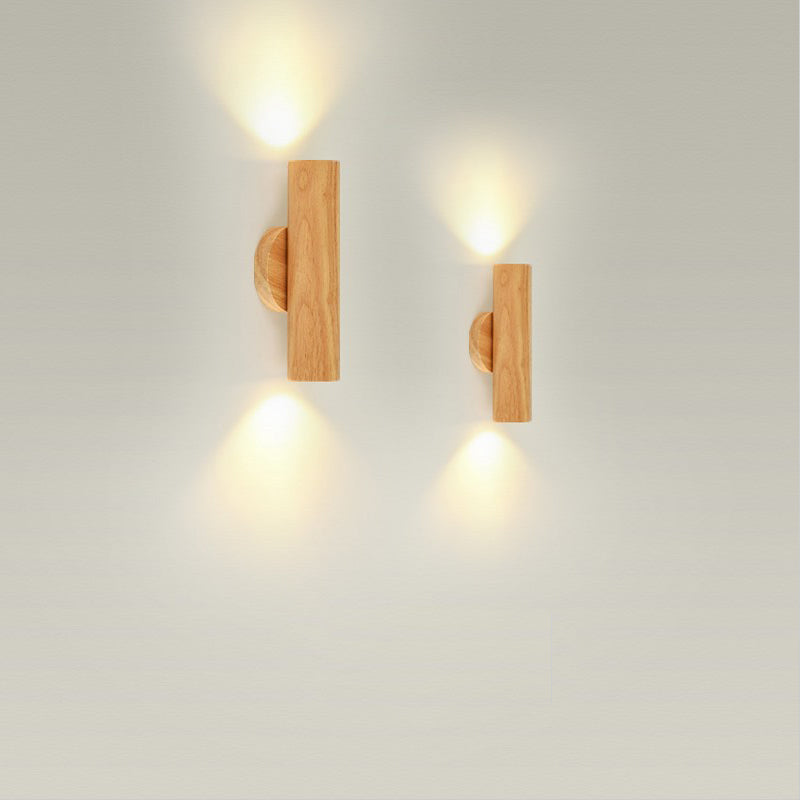 Rotatable Cylindrical Wood Living Wall Lamp