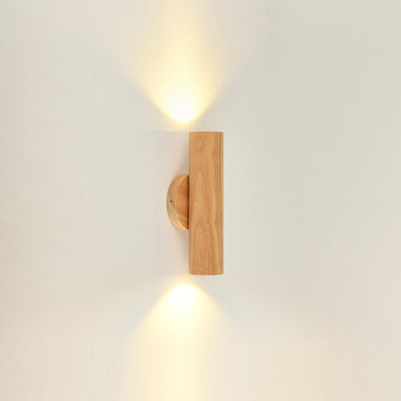 Rotatable Cylindrical Wood Living Wall Lamp