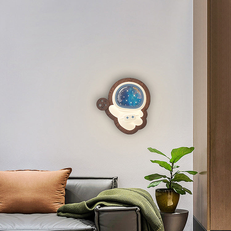 Astronaut Star Moon Wood Wall Lamp