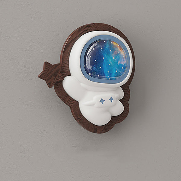 Astronaut Star Moon Wood Wall Lamp