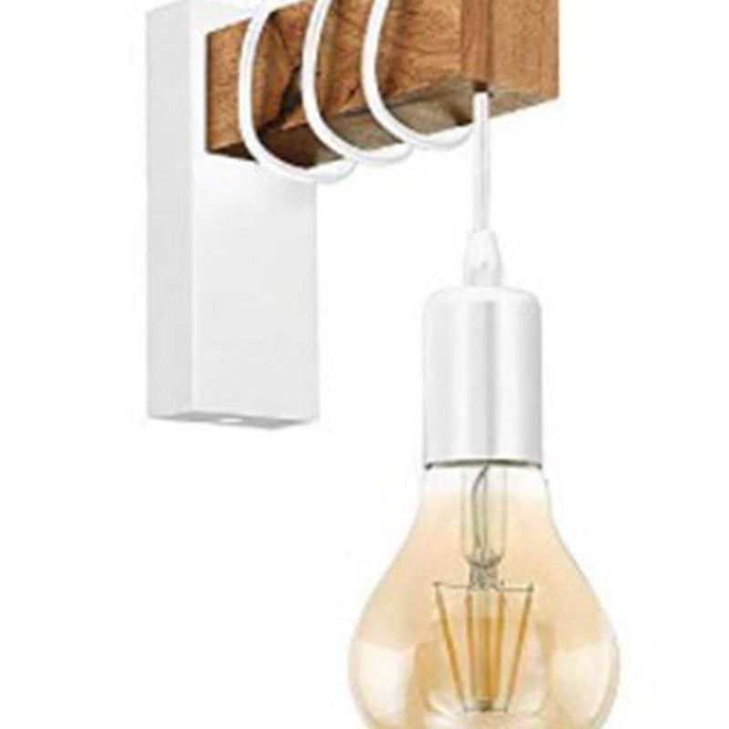 Rectangular Square Wood Arm Wall Lamp