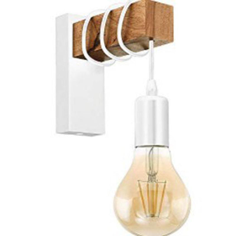 Rectangular Square Wood Arm Wall Lamp