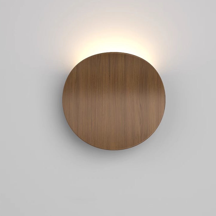 Wood Grain Curved Round Wall Lamp