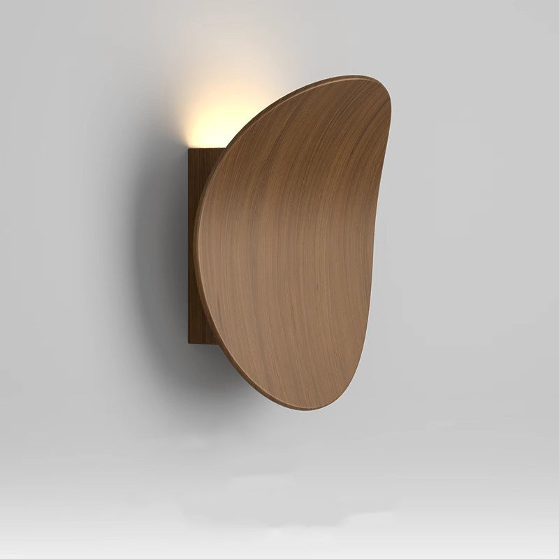 Wood Grain Curved Round Wall Lamp
