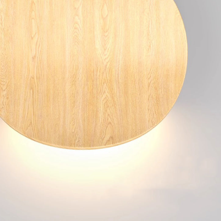 Wood Grain Curved Round Wall Lamp