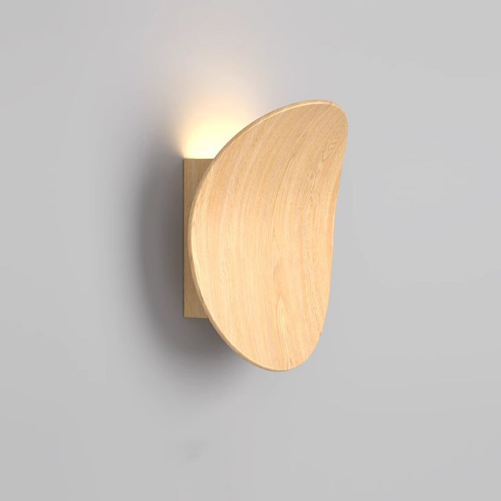Wood Grain Curved Round Wall Lamp