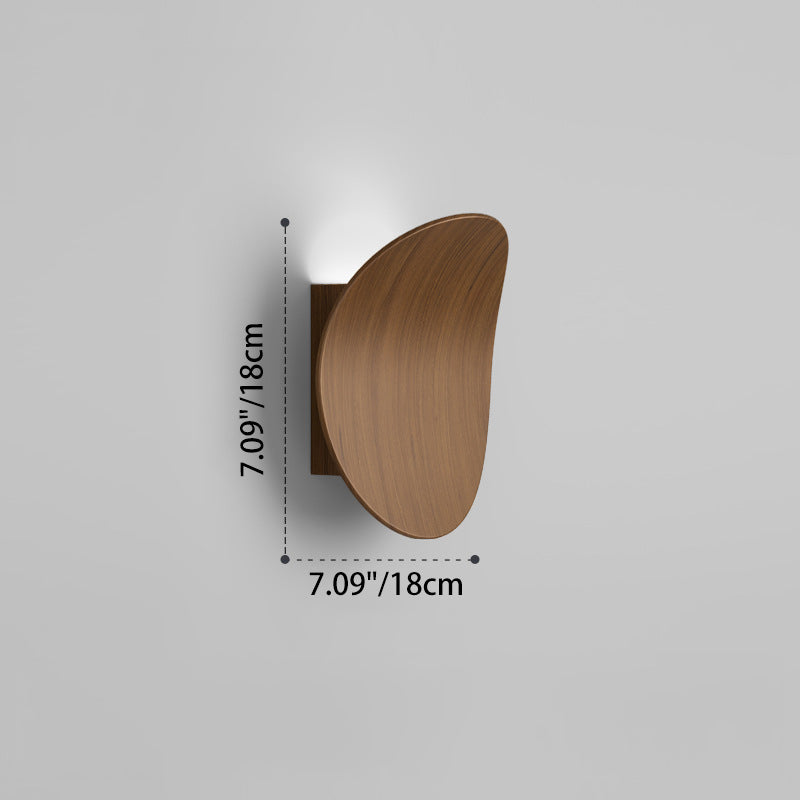 Wood Grain Curved Round Wall Lamp