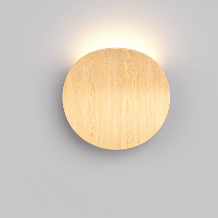 Wood Grain Curved Round Wall Lamp