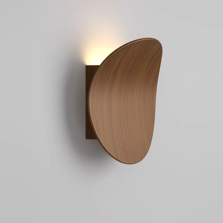 Wood Grain Curved Round Wall Lamp