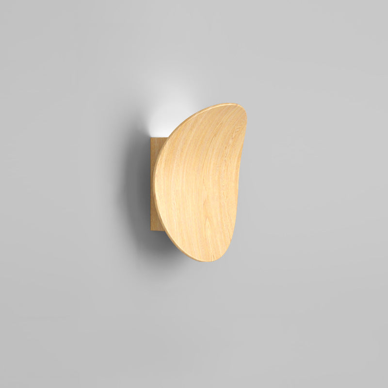 Wood Grain Curved Round Wall Lamp