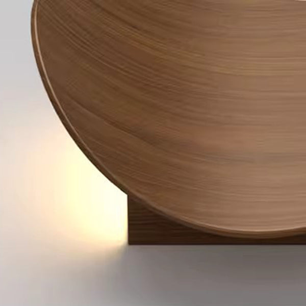 Wood Grain Curved Round Wall Lamp