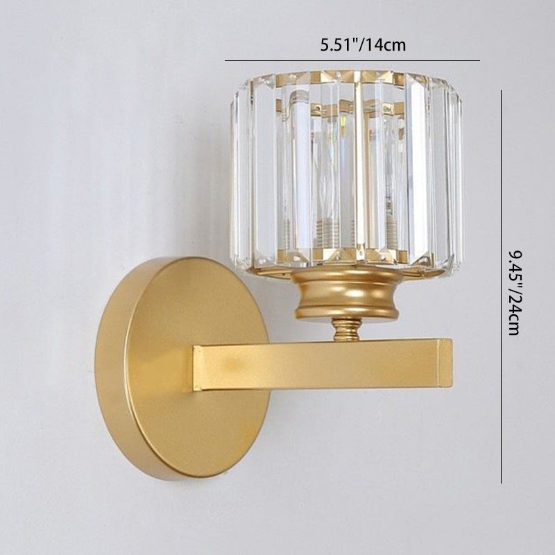 Square Round Ribbed Crystal Wall Lamp
