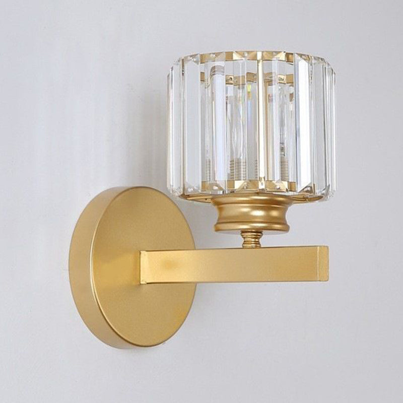 Square Round Ribbed Crystal Wall Lamp