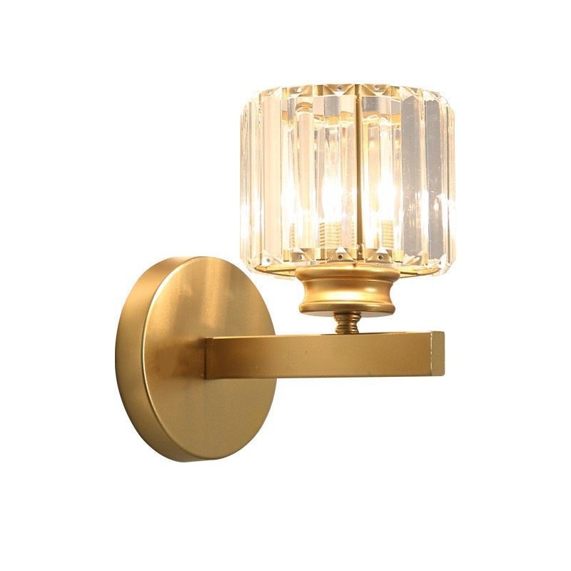 Square Round Ribbed Crystal Wall Lamp