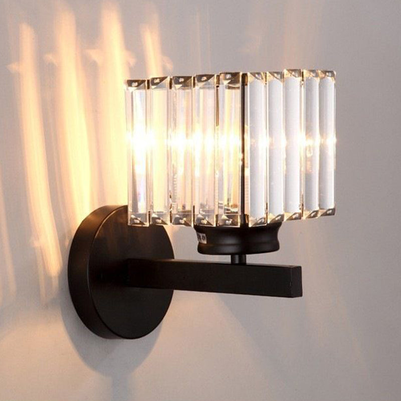 Square Round Ribbed Crystal Wall Lamp