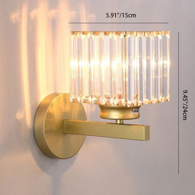 Square Round Ribbed Crystal Wall Lamp