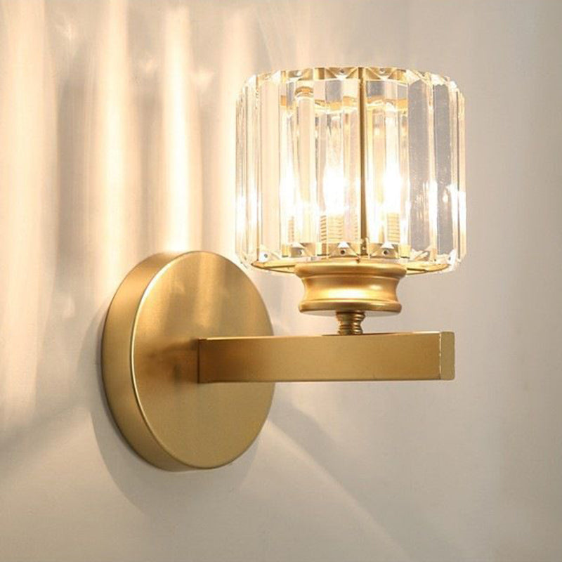 Square Round Ribbed Crystal Wall Lamp