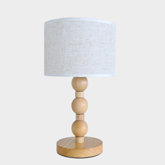 Cylinder Fabric Wood Bead Table Lamp