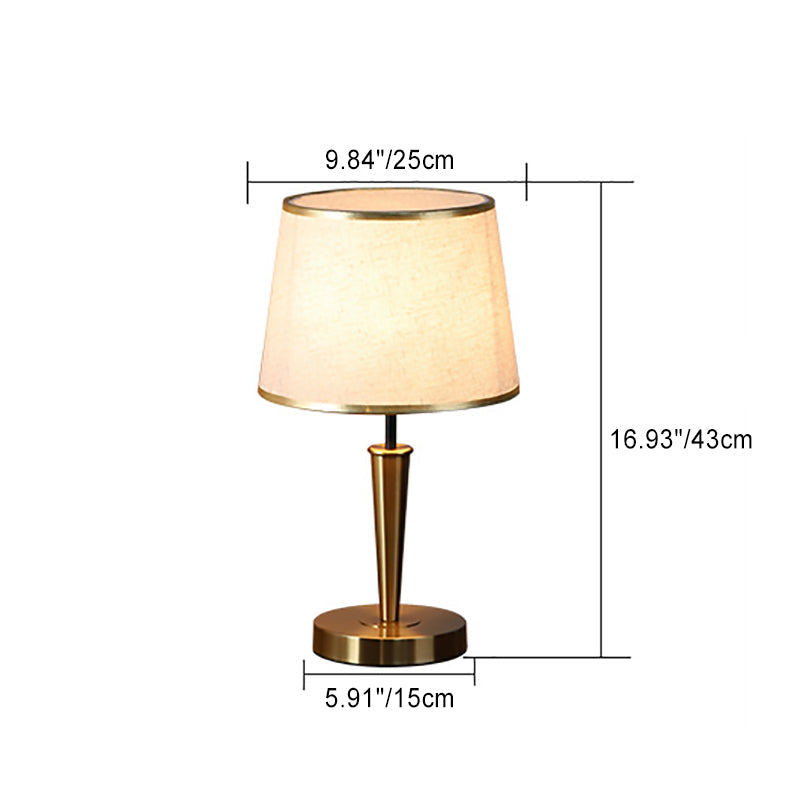 Drum Iron Fabric Linen Table Lamp
