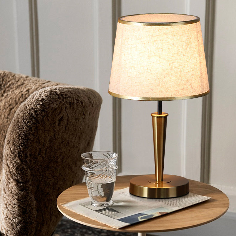 Drum Iron Fabric Linen Table Lamp