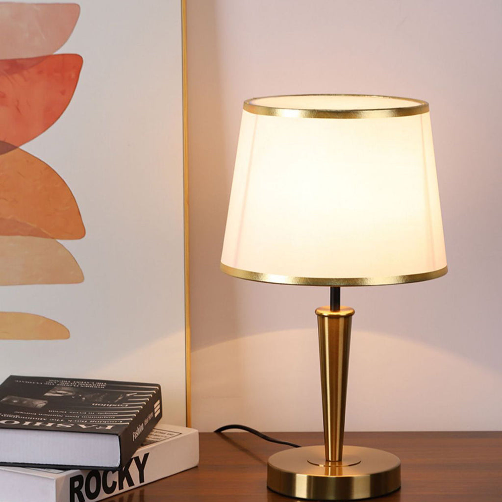 Drum Iron Fabric Linen Table Lamp