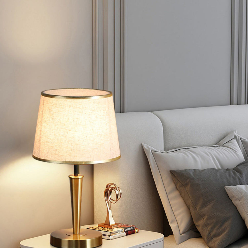 Drum Iron Fabric Linen Table Lamp