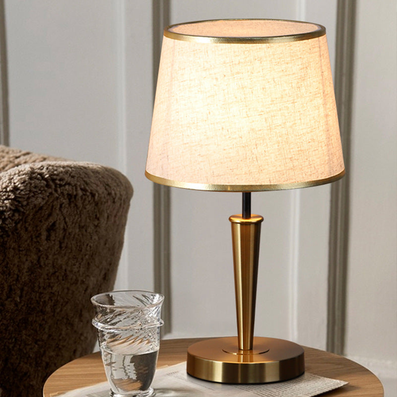 Drum Iron Fabric Linen Table Lamp